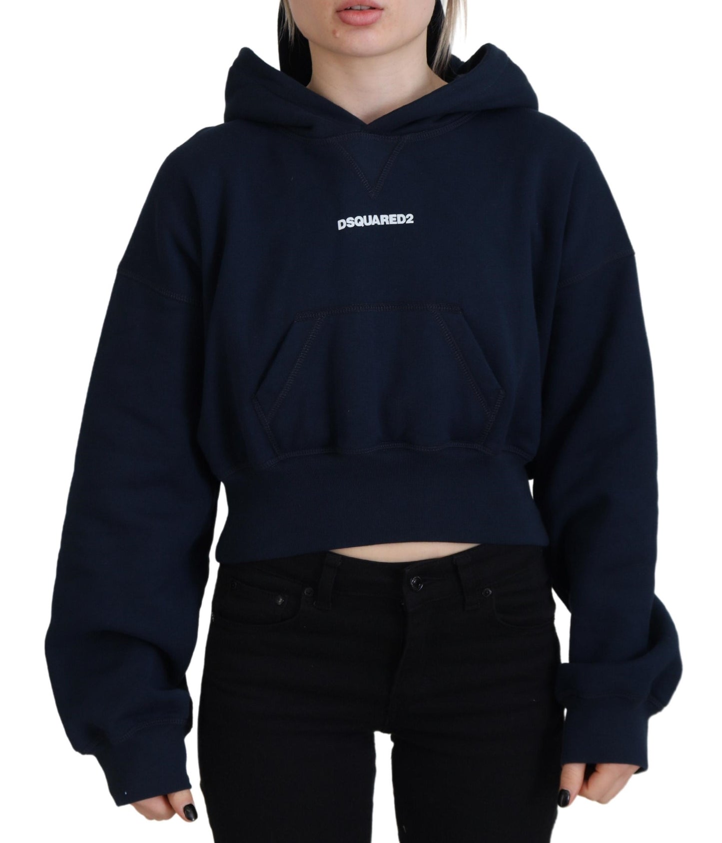 Dsquared² Blue Logo Print Hooded Cap Long Sleeve Sweater by Dsquared²