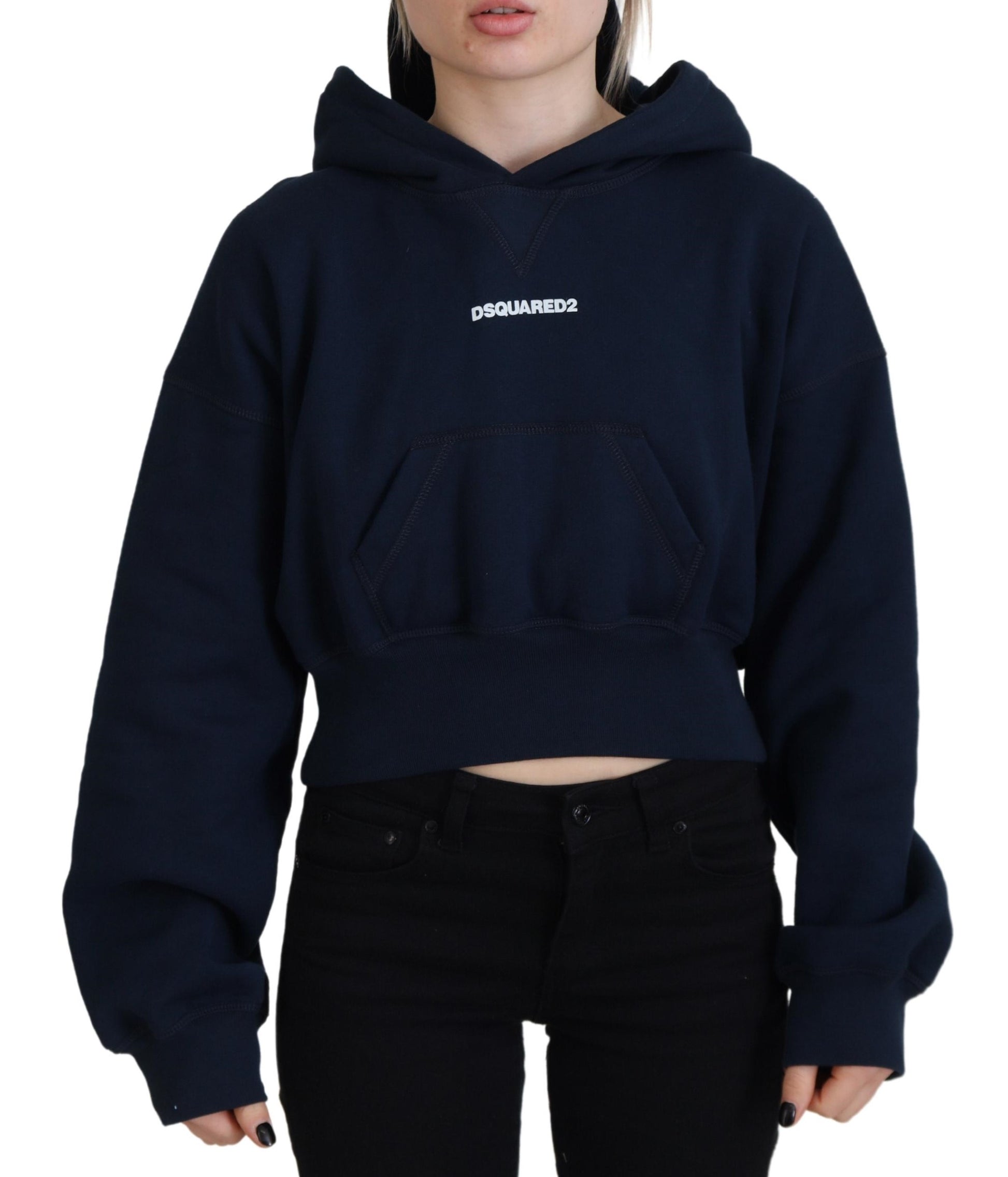 Dsquared² Blue Logo Print Hooded Cap Long Sleeve Sweater by Dsquared²