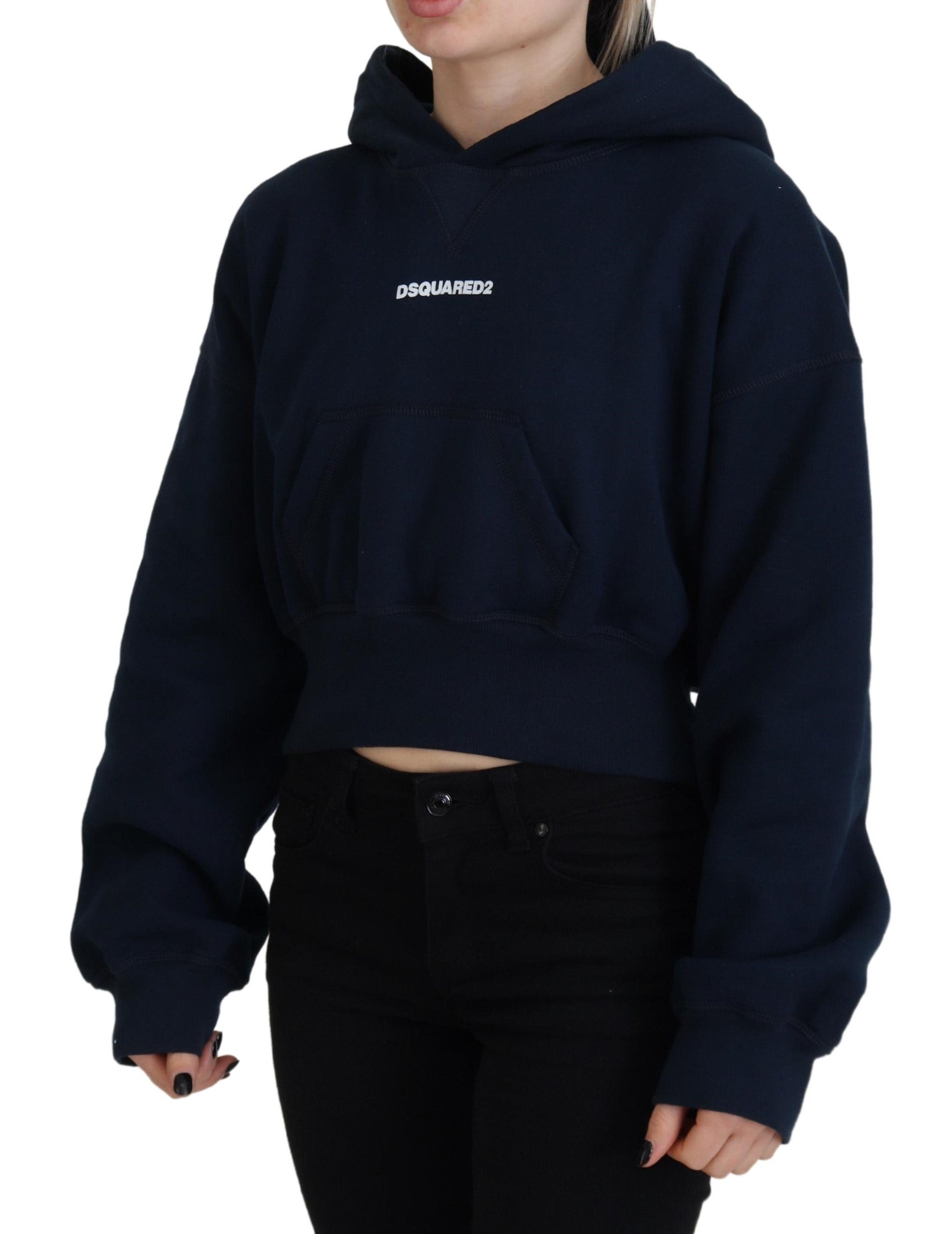 Dsquared² Blue Logo Print Hooded Cap Long Sleeve Sweater by Dsquared²