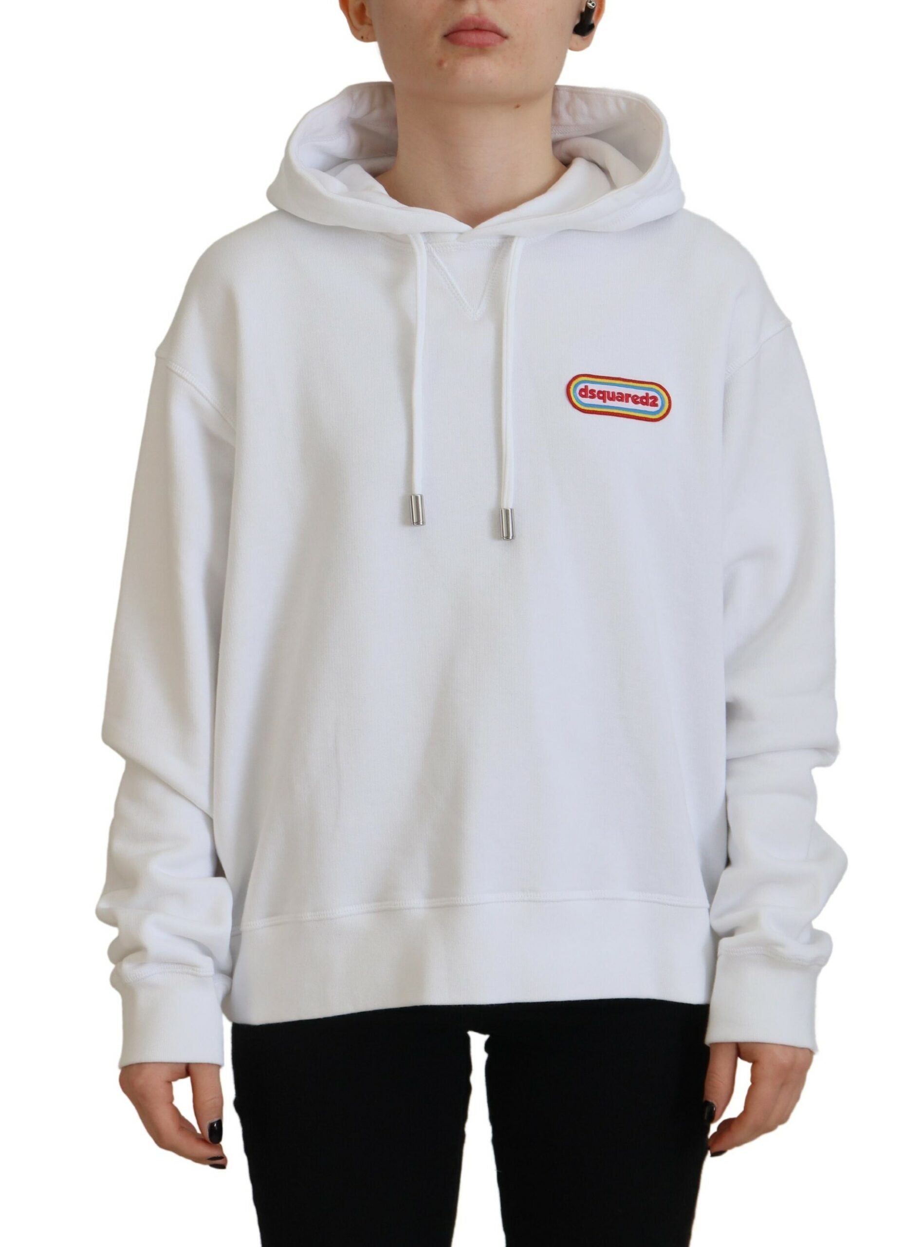Dsquared² White Logo Patch Cotton Hoodie Sweatshirt Sweater by Dsquared²