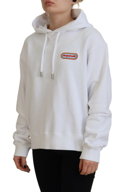 Dsquared² White Logo Patch Cotton Hoodie Sweatshirt Sweater by Dsquared²