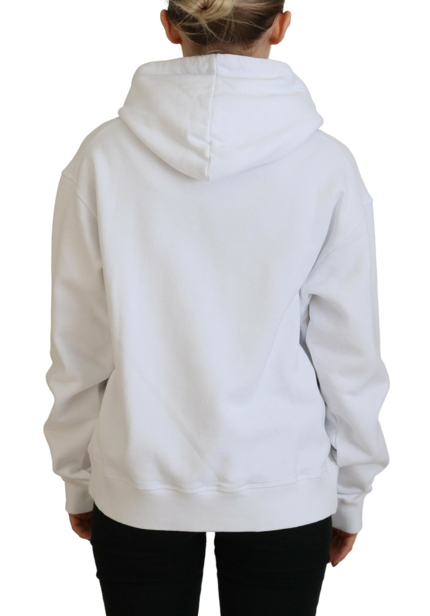 Dsquared² White Logo Patch Cotton Hoodie Sweatshirt Sweater by Dsquared²