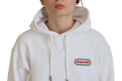 Dsquared² White Logo Patch Cotton Hoodie Sweatshirt Sweater by Dsquared²