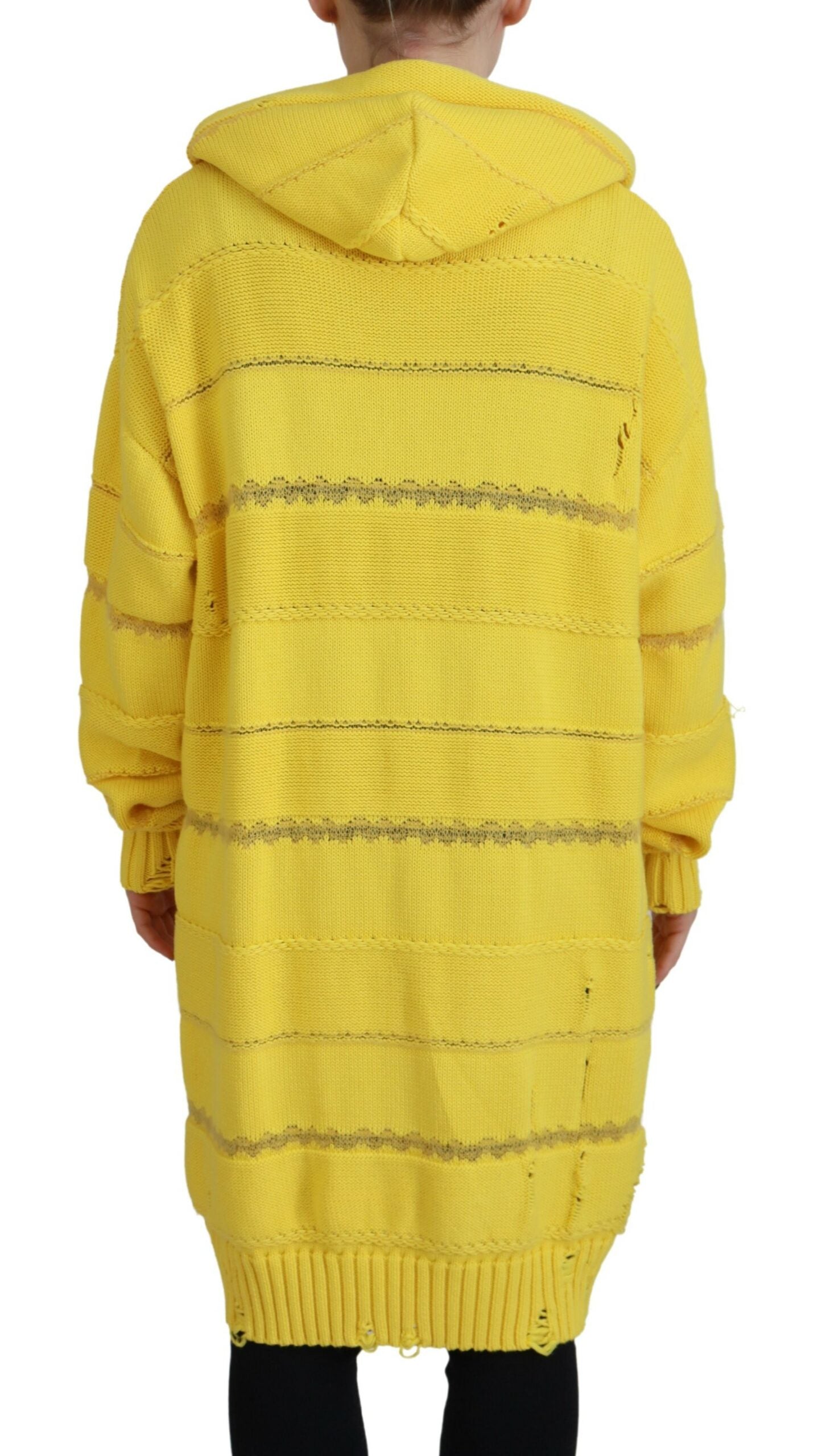 Dsquared² Yellow Cotton Knitted Hooded Pullover Sweater by Dsquared²