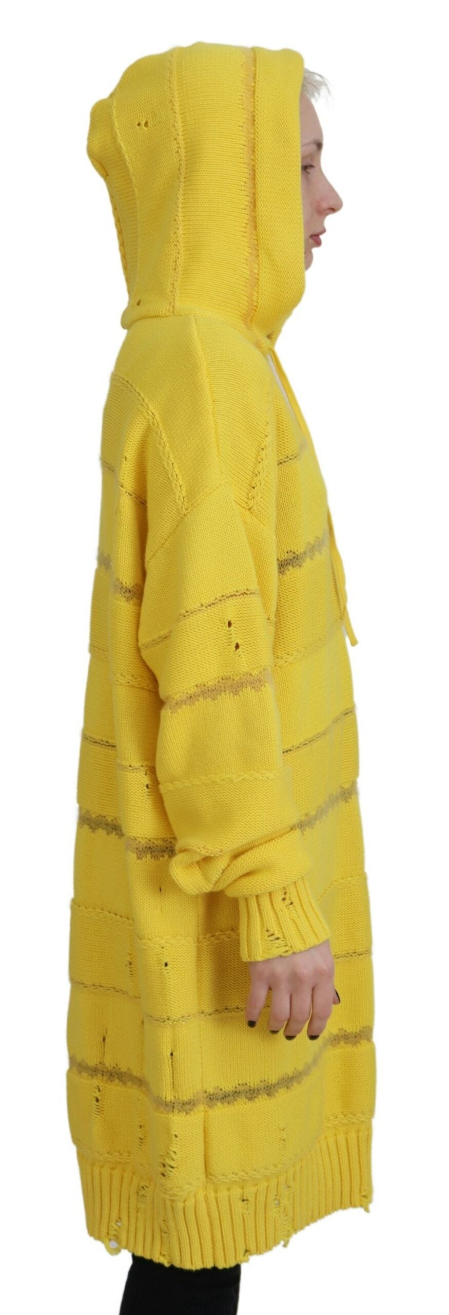 Dsquared² Yellow Cotton Knitted Hooded Pullover Sweater by Dsquared²
