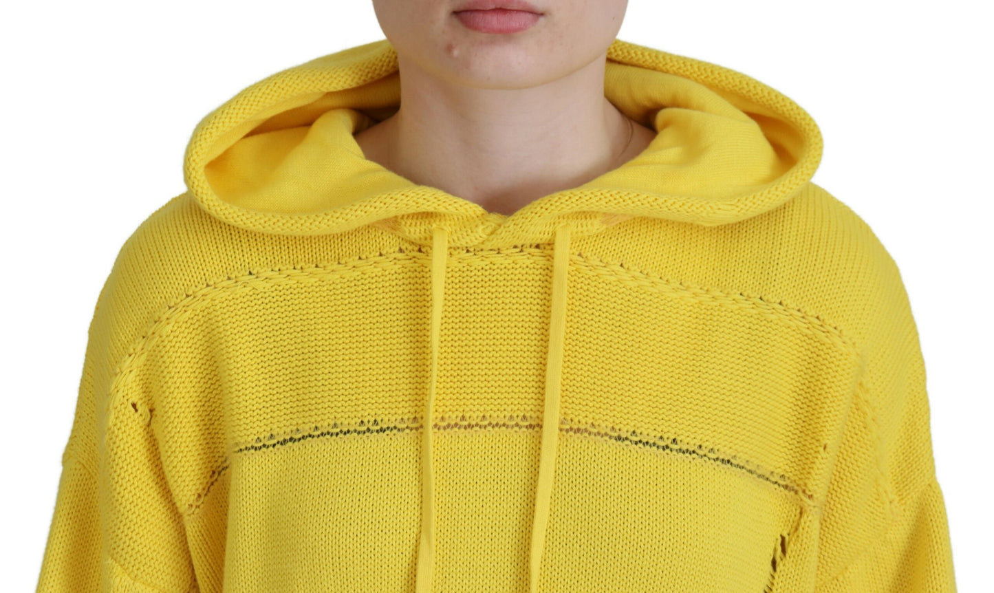 Dsquared² Yellow Cotton Knitted Hooded Pullover Sweater by Dsquared²