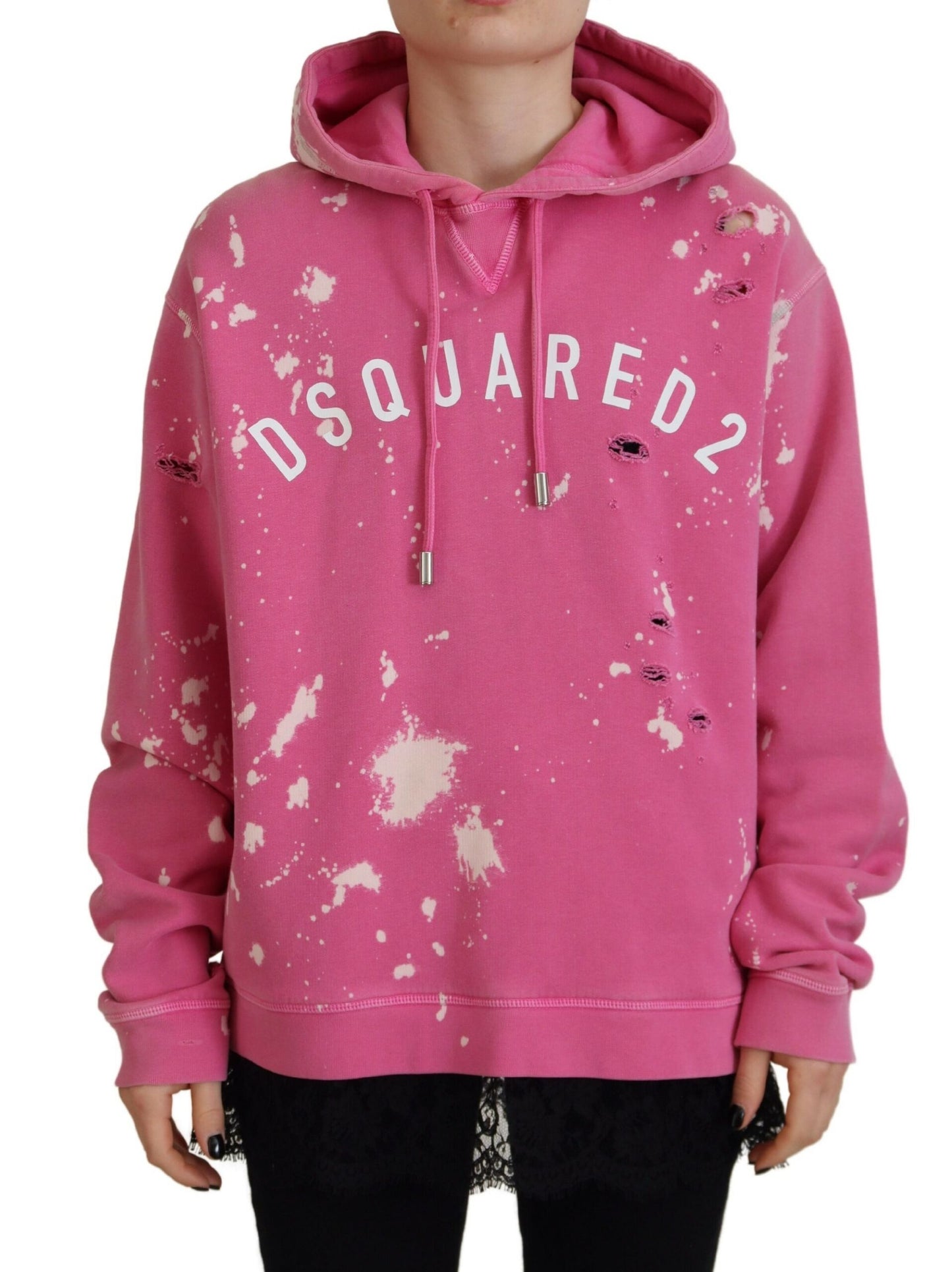 Dsquared² Pink Logo Print Cotton Hoodie Sweatshirt Sweater by Dsquared²