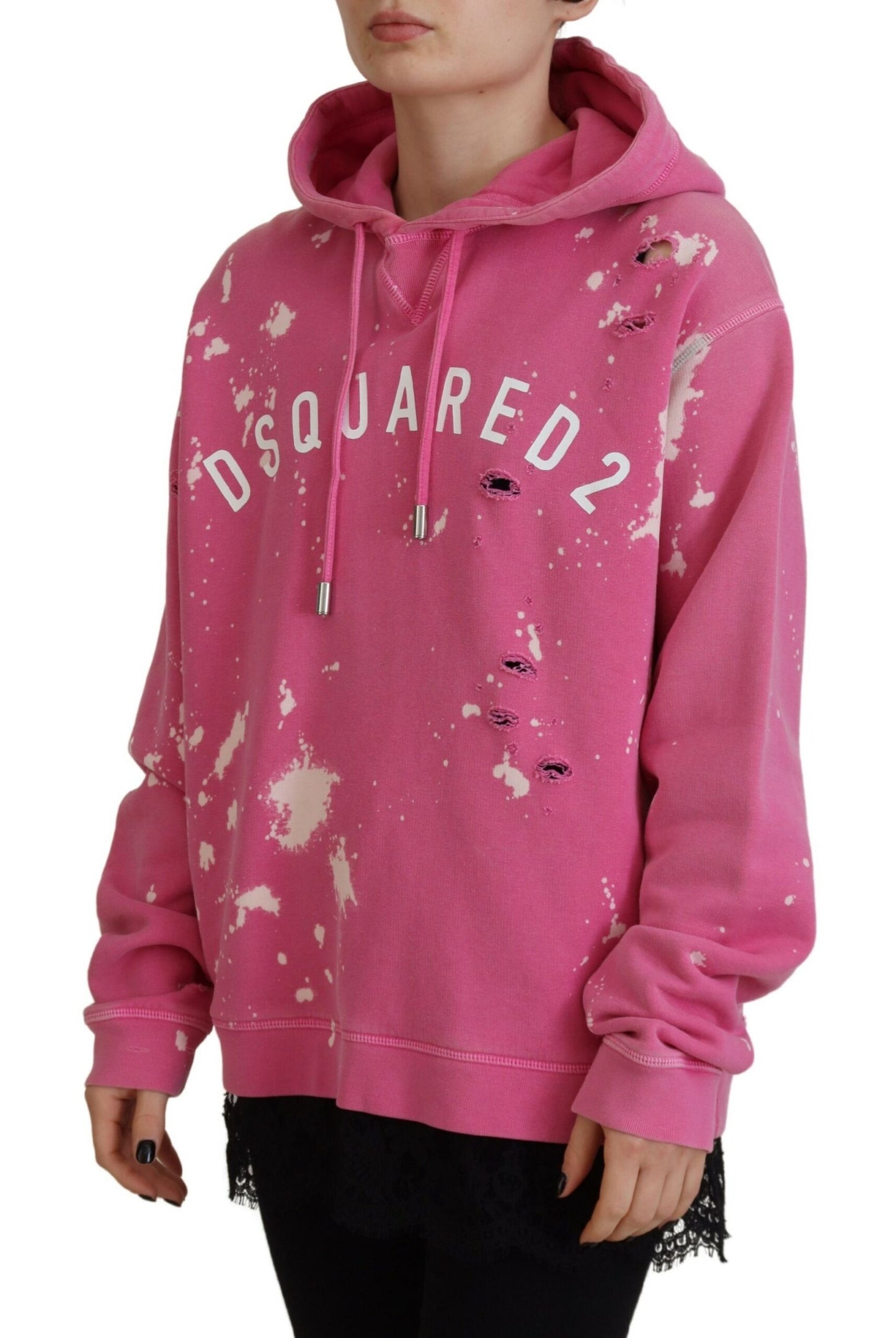 Dsquared² Pink Logo Print Cotton Hoodie Sweatshirt Sweater by Dsquared²