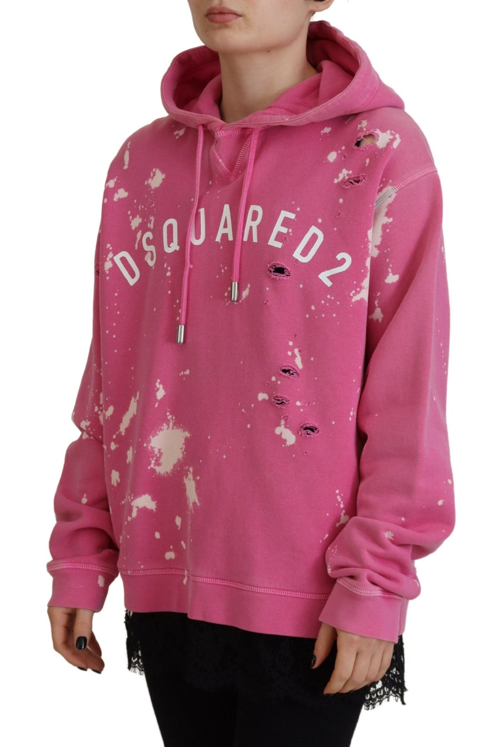 Dsquared² Pink Logo Print Cotton Hoodie Sweatshirt Sweater by Dsquared²