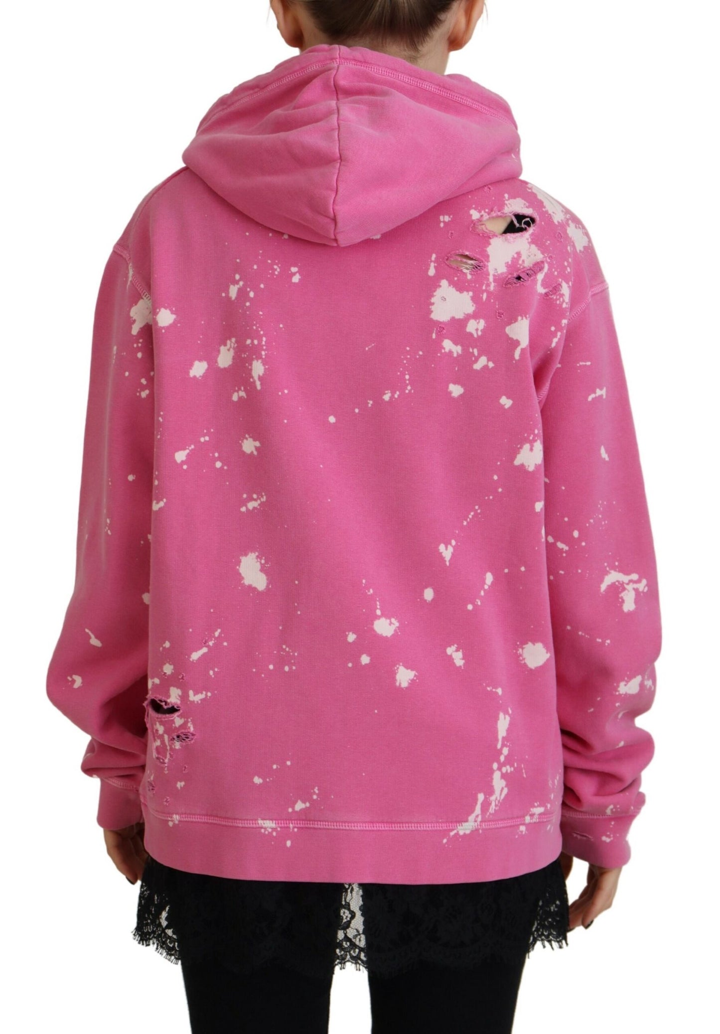 Dsquared² Pink Logo Print Cotton Hoodie Sweatshirt Sweater by Dsquared²