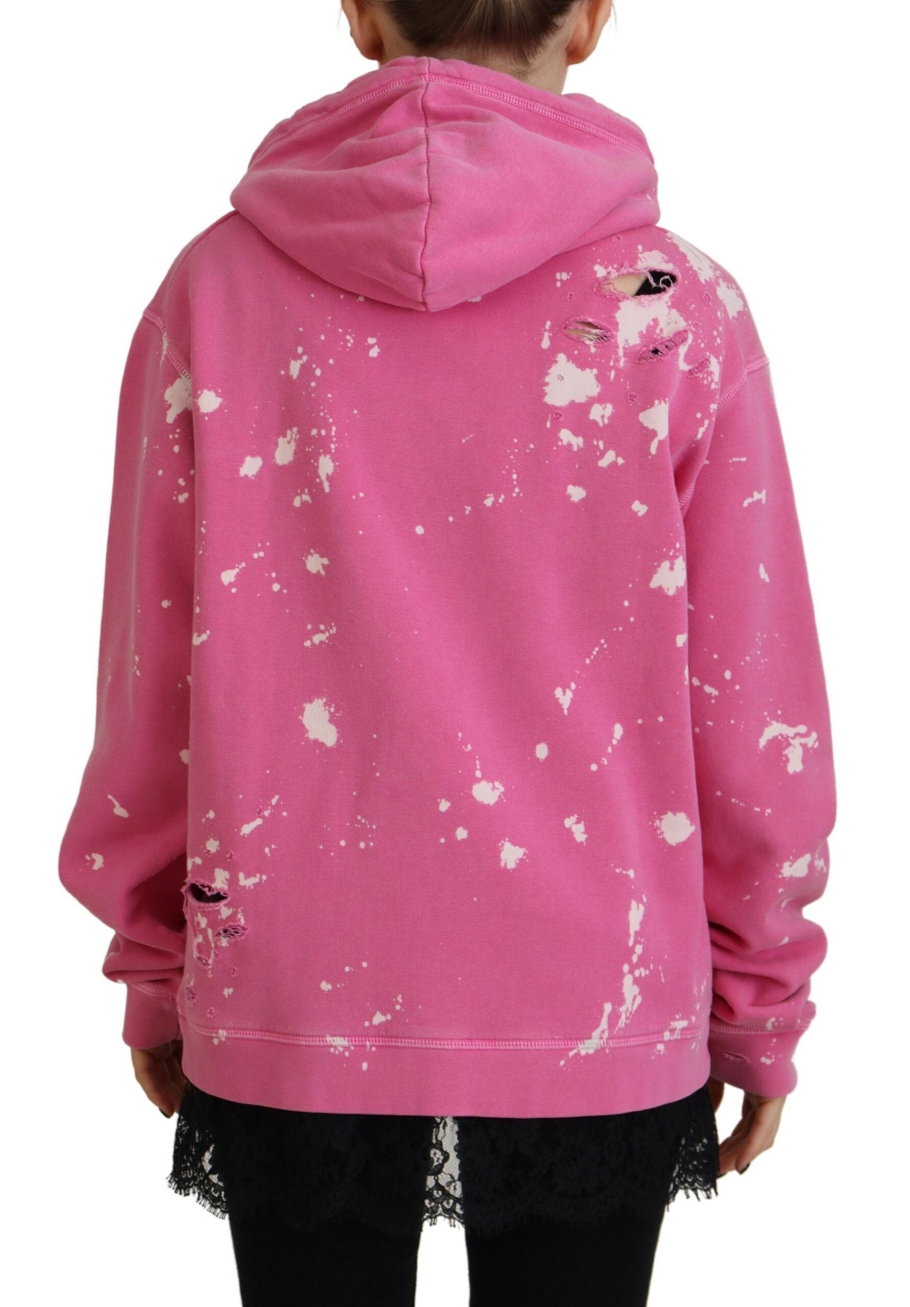 Dsquared² Pink Logo Print Cotton Hoodie Sweatshirt Sweater by Dsquared²