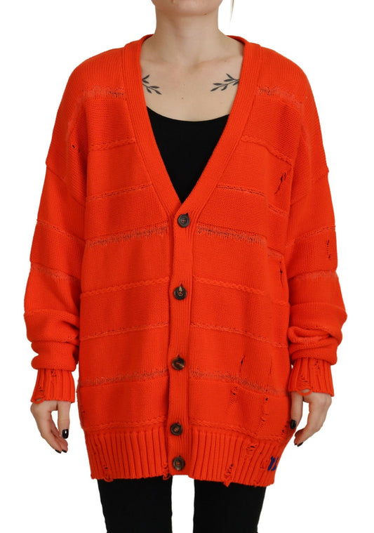 Dsquared² Orange Cotton Knitted Buttoned Cardigan Sweater by Dsquared²