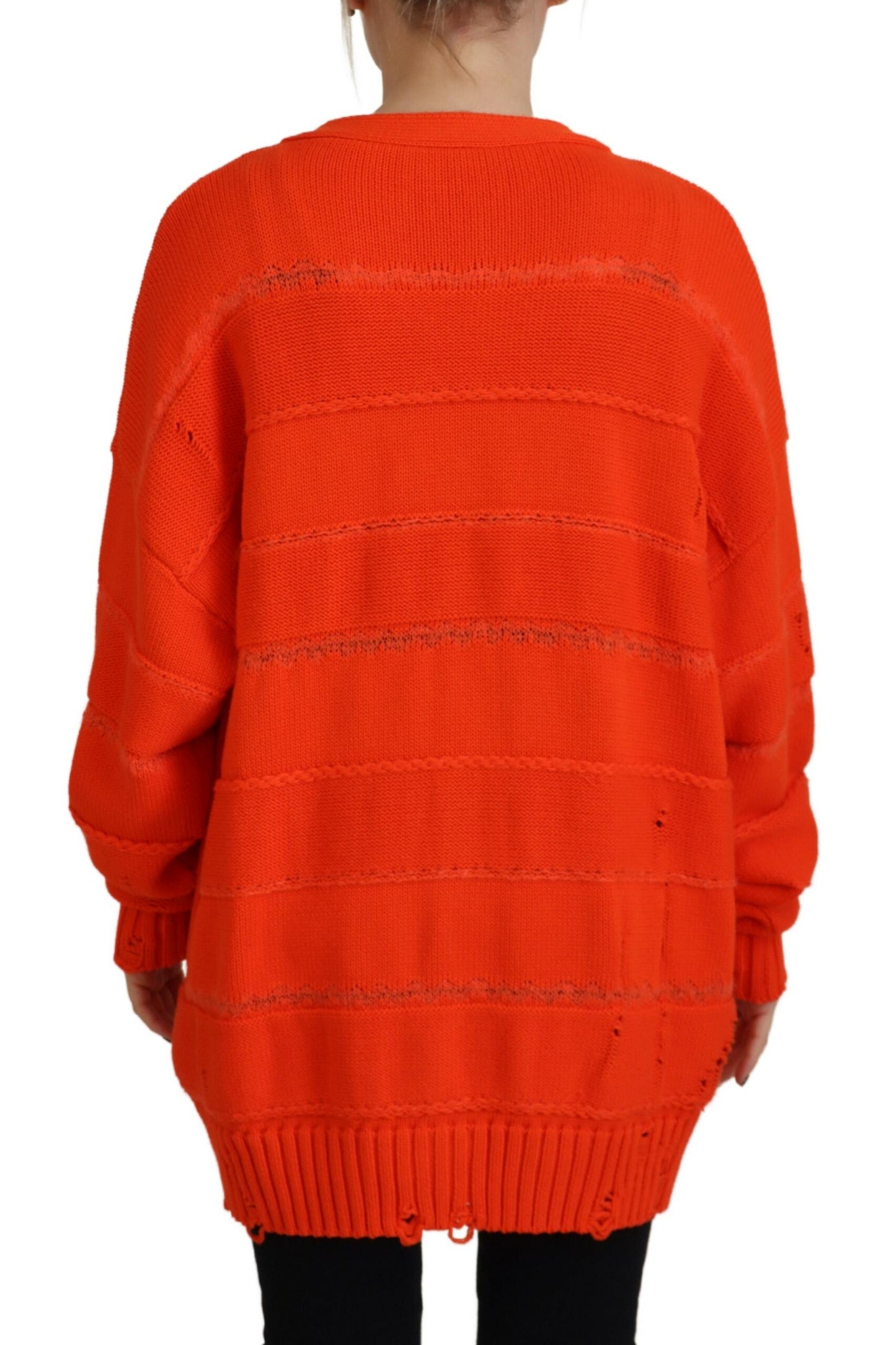 Dsquared² Orange Cotton Knitted Buttoned Cardigan Sweater by Dsquared²