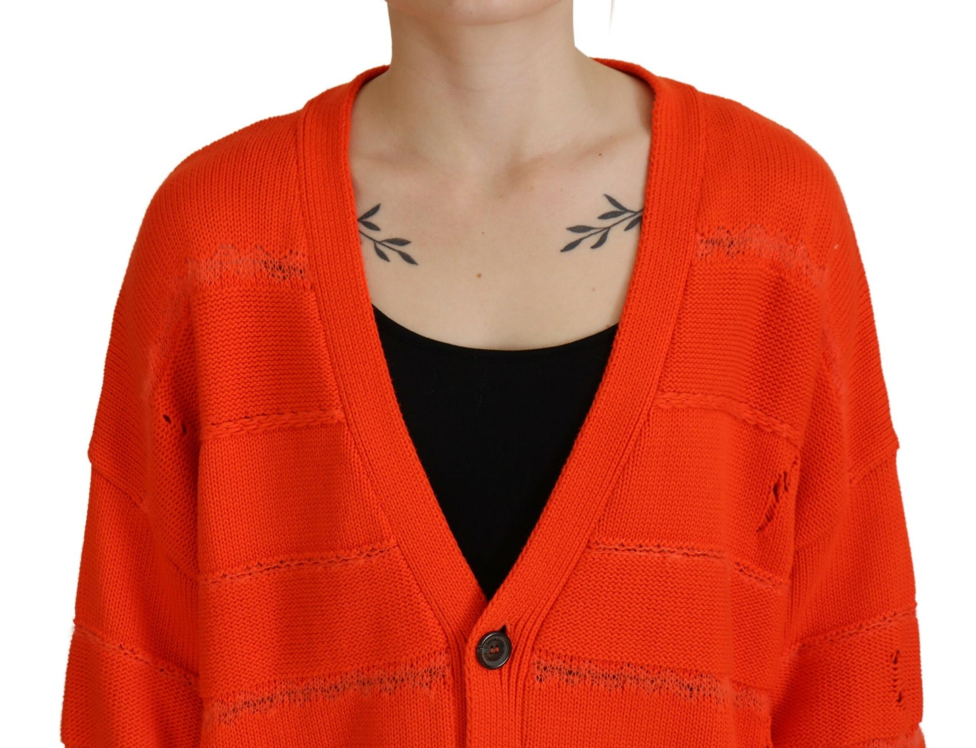 Dsquared² Orange Cotton Knitted Buttoned Cardigan Sweater by Dsquared²