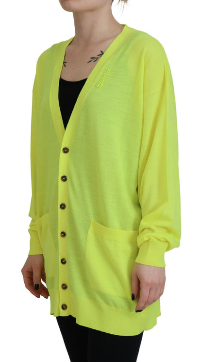 Dsquared² Yellow Wool Knitted Buttoned Cardigan Sweater by Dsquared²