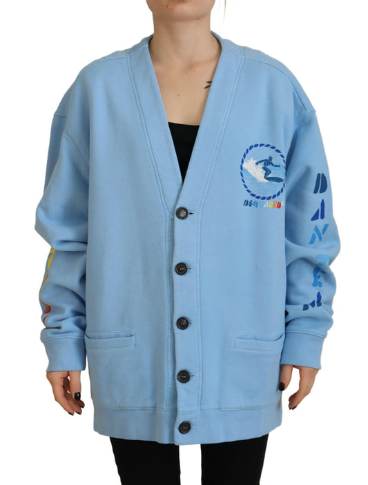Dsquared² Blue Cotton Knitted Buttoned Cardigan Sweater by Dsquared²