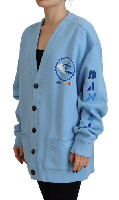 Dsquared² Blue Cotton Knitted Buttoned Cardigan Sweater by Dsquared²