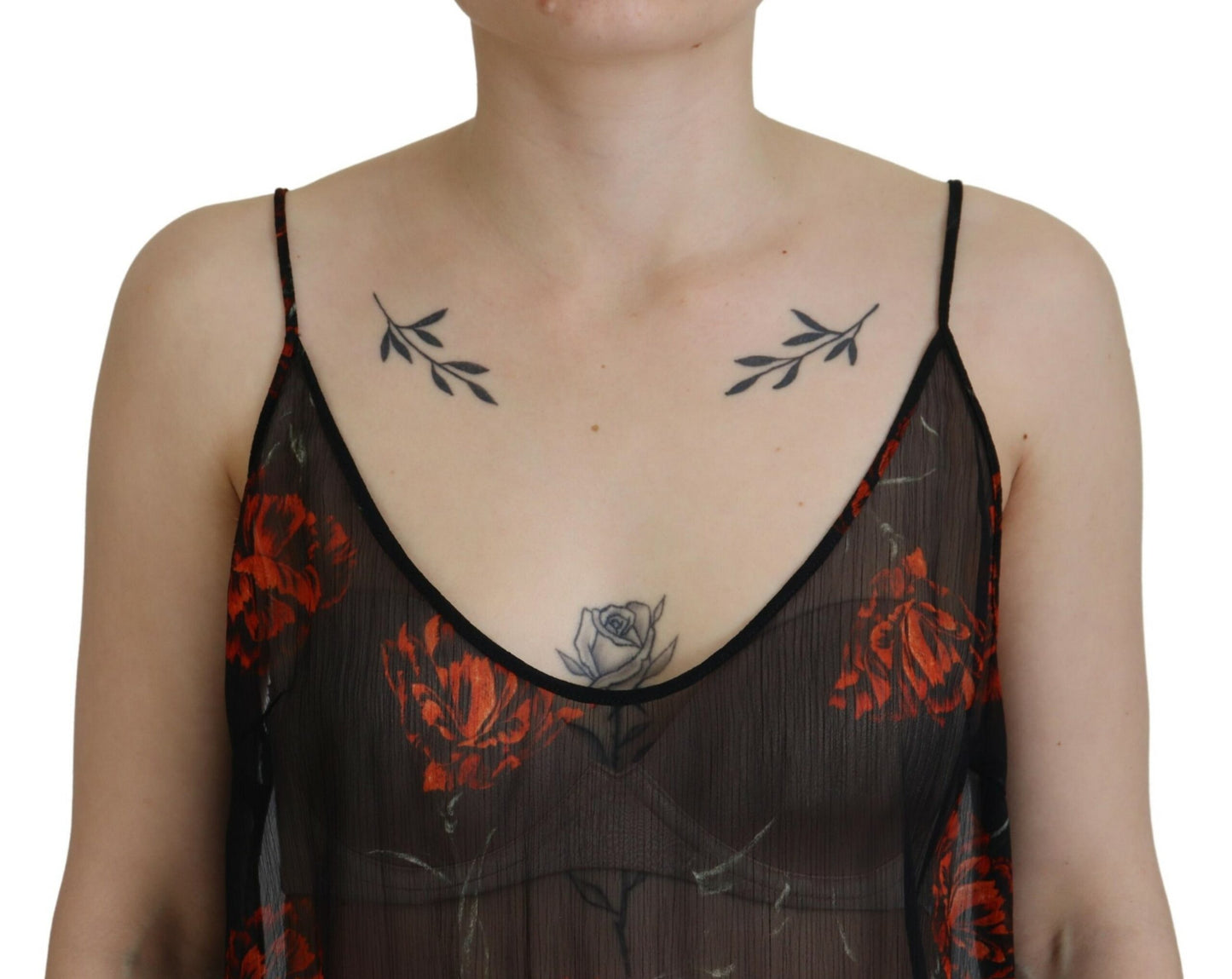 Dsquared² Black Floral Print Spaghetti Strap Tank Blouse Top by Dsquared²