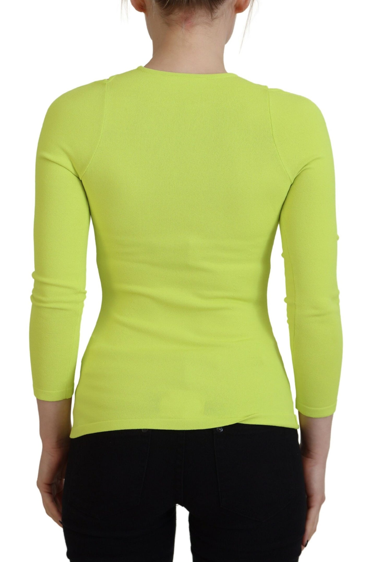 Dsquared² Yellow Green Viscose Open Shoulder Long Sleeves Top by Dsquared²