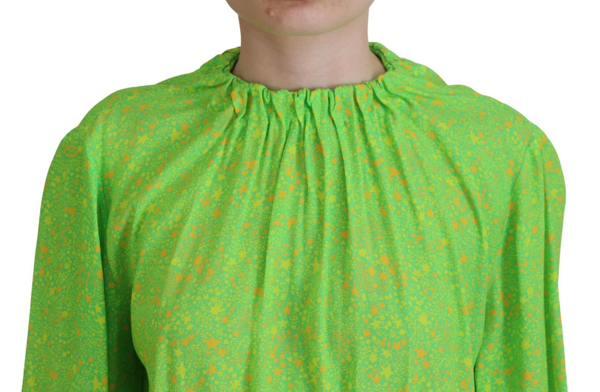 Dsquared² Green Stars Print Viscose Long Sleeves Blouse Top by Dsquared²