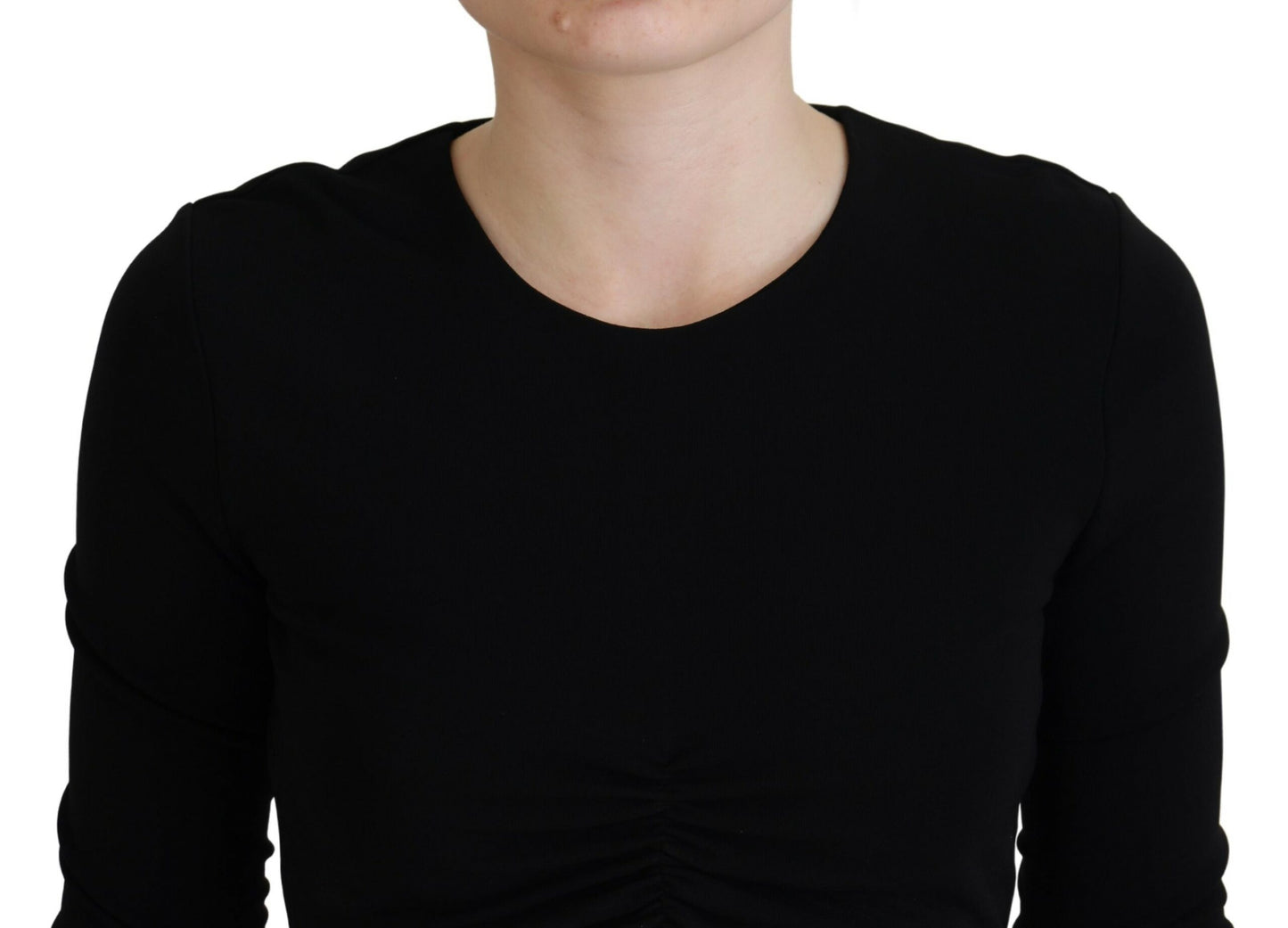 Dsquared² Black Viscose Cropped Round Neck Long Sleeves Top by Dsquared²