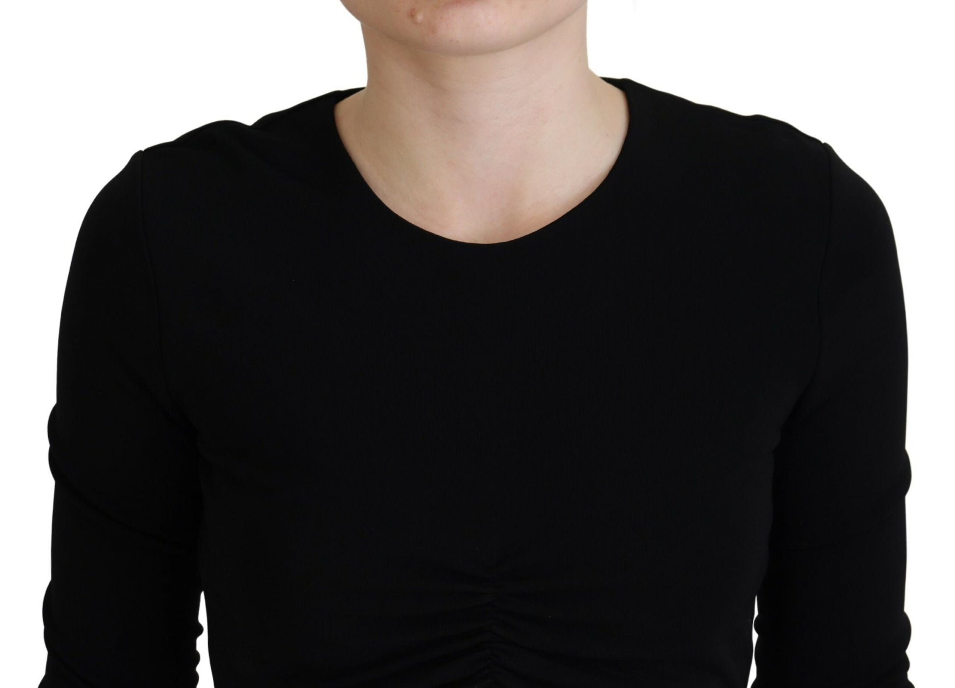 Dsquared² Black Viscose Cropped Round Neck Long Sleeves Top by Dsquared²