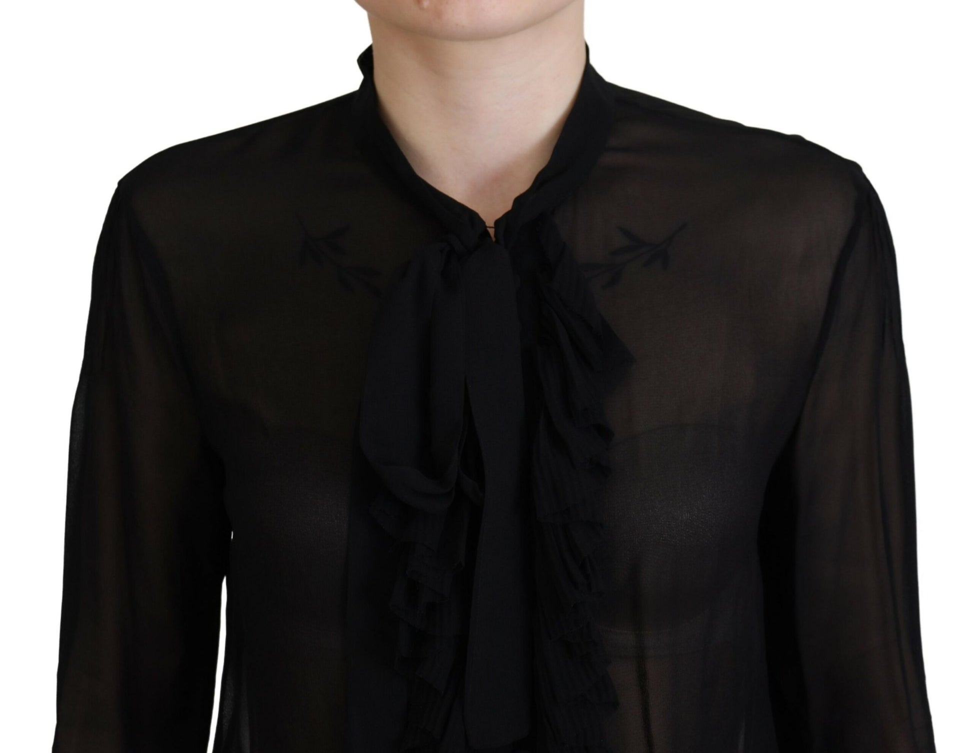 Dsquared² Black Viscose Long Sleeves See Through Blouse Top by Dsquared²