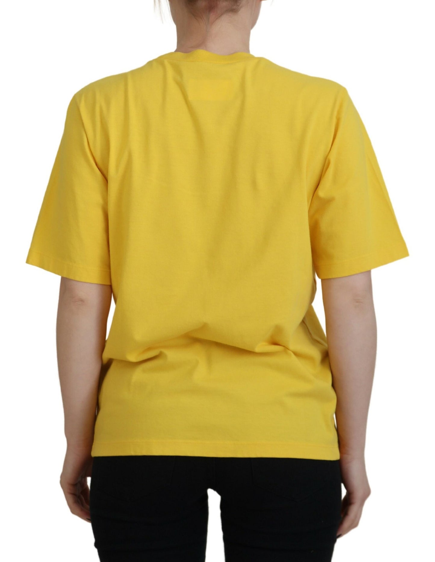 Dsquared² Yellow Logo Print Cotton Crewneck Easy Tee T-shirt by Dsquared²