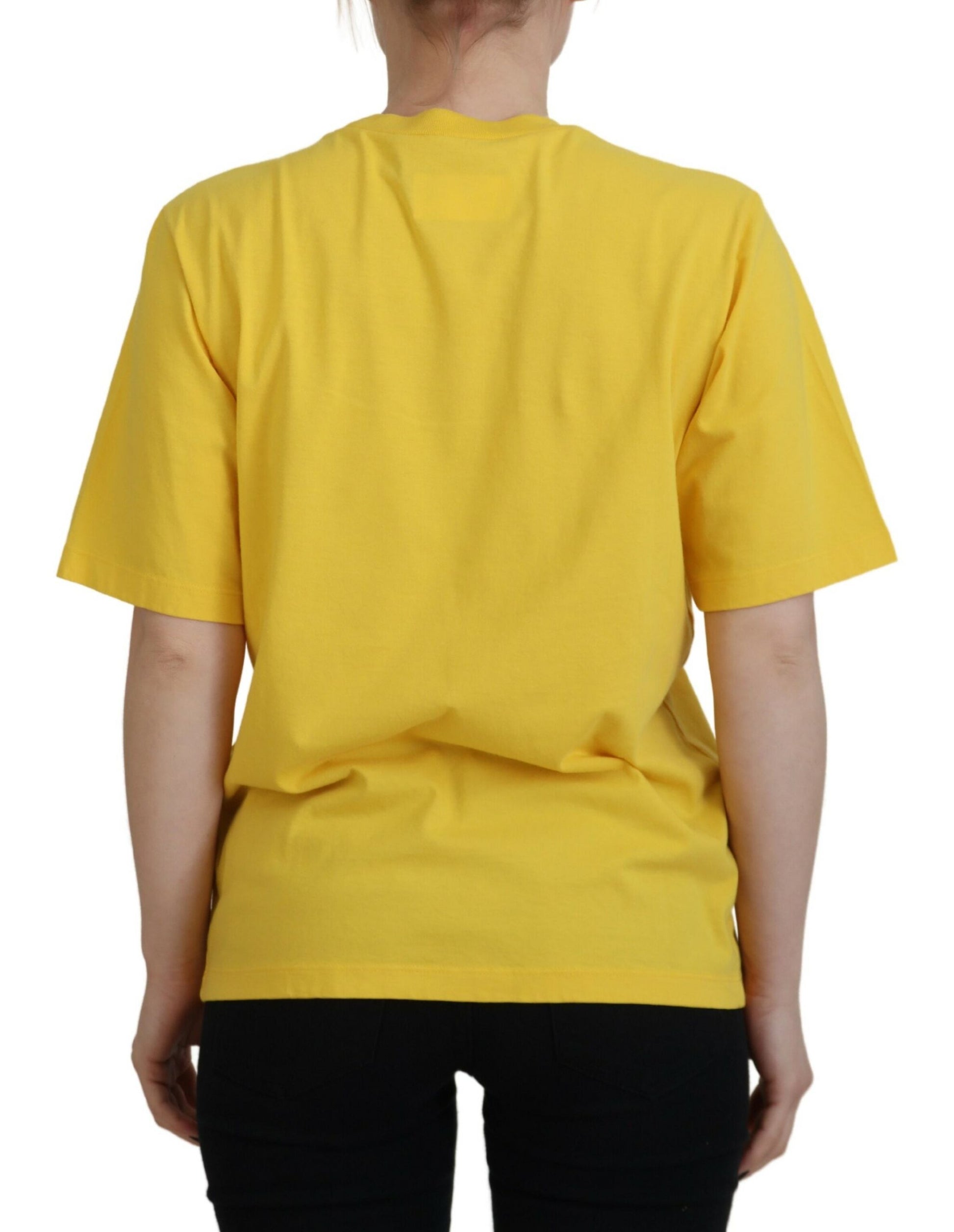 Dsquared² Yellow Logo Print Cotton Crewneck Easy Tee T-shirt by Dsquared²