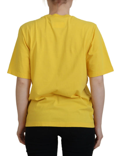 Dsquared² Yellow Logo Print Cotton Crewneck Easy Tee T-shirt by Dsquared²
