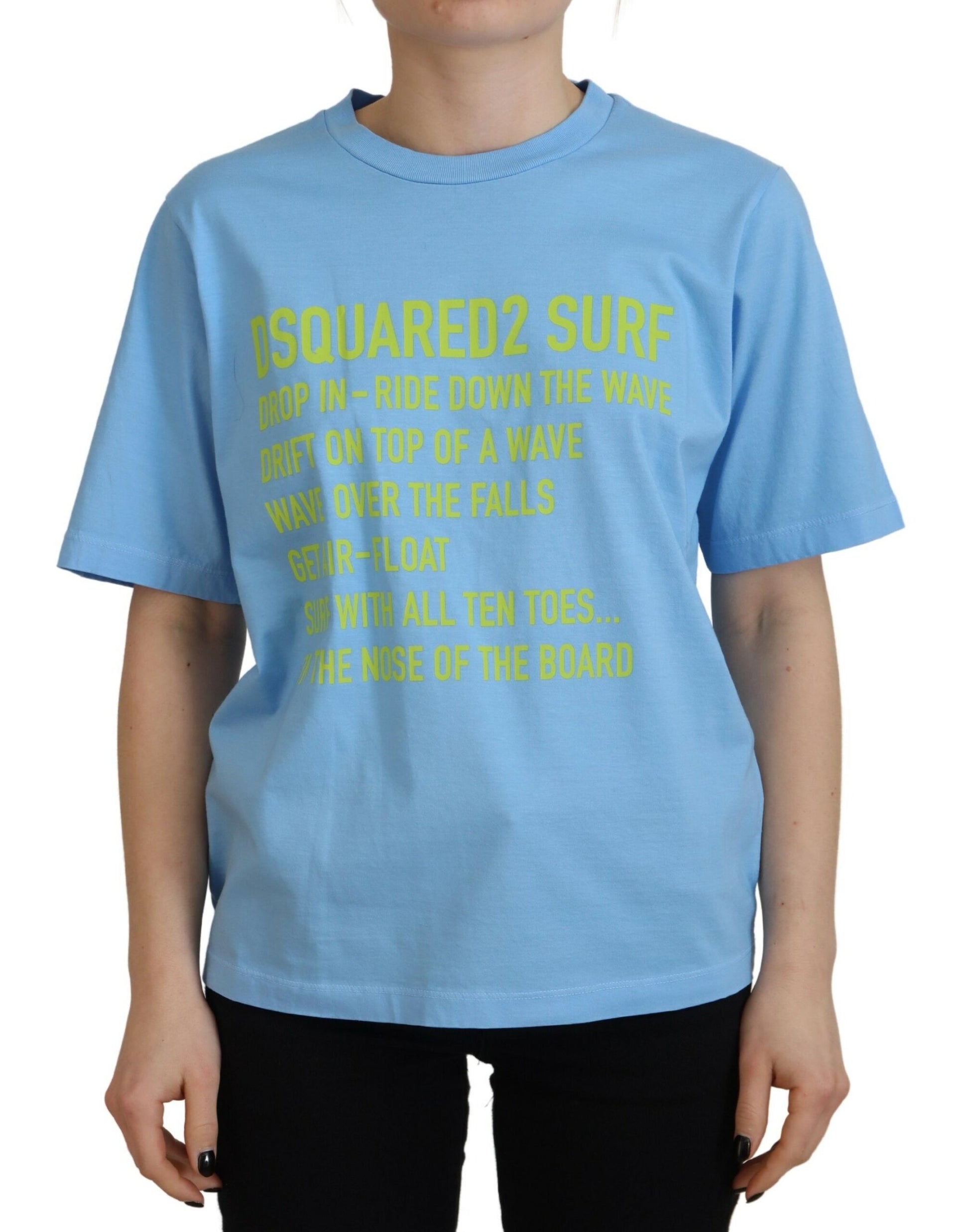 Dsquared² Blue Logo Print Cotton Crewneck Short Sleeve T-shirt by Dsquared²