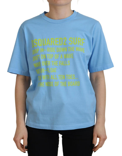 Dsquared² Blue Logo Print Cotton Crewneck Short Sleeve T-shirt by Dsquared²