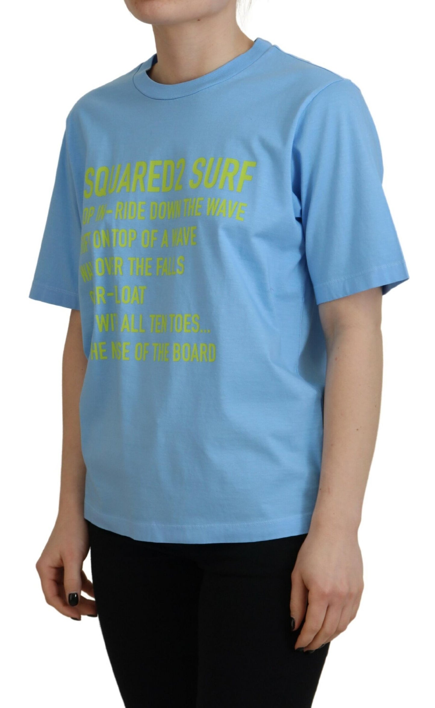 Dsquared² Blue Logo Print Cotton Crewneck Short Sleeve T-shirt by Dsquared²