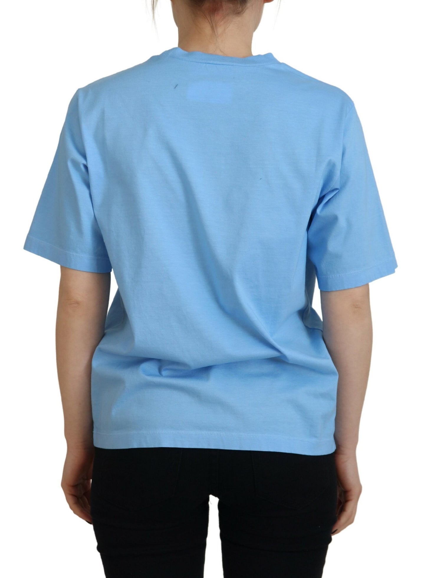 Dsquared² Blue Logo Print Cotton Crewneck Short Sleeve T-shirt by Dsquared²