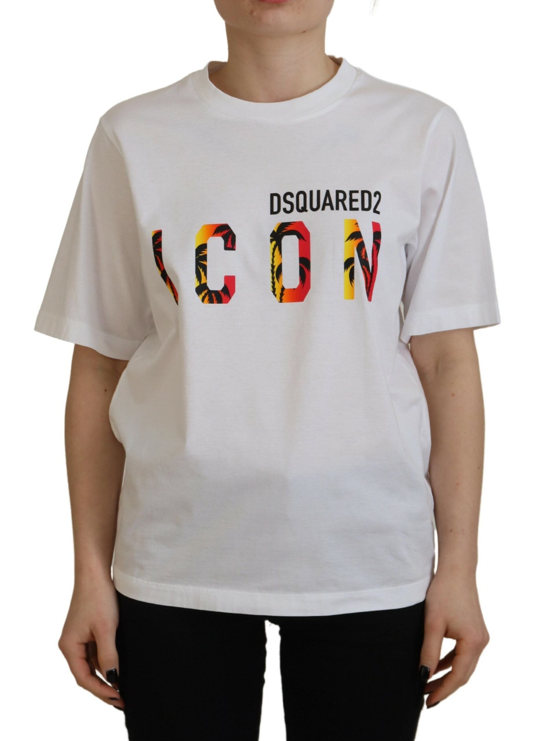 Dsquared² White Cotton Shiny Icon East Tee Crewneck T-shirt by Dsquared²