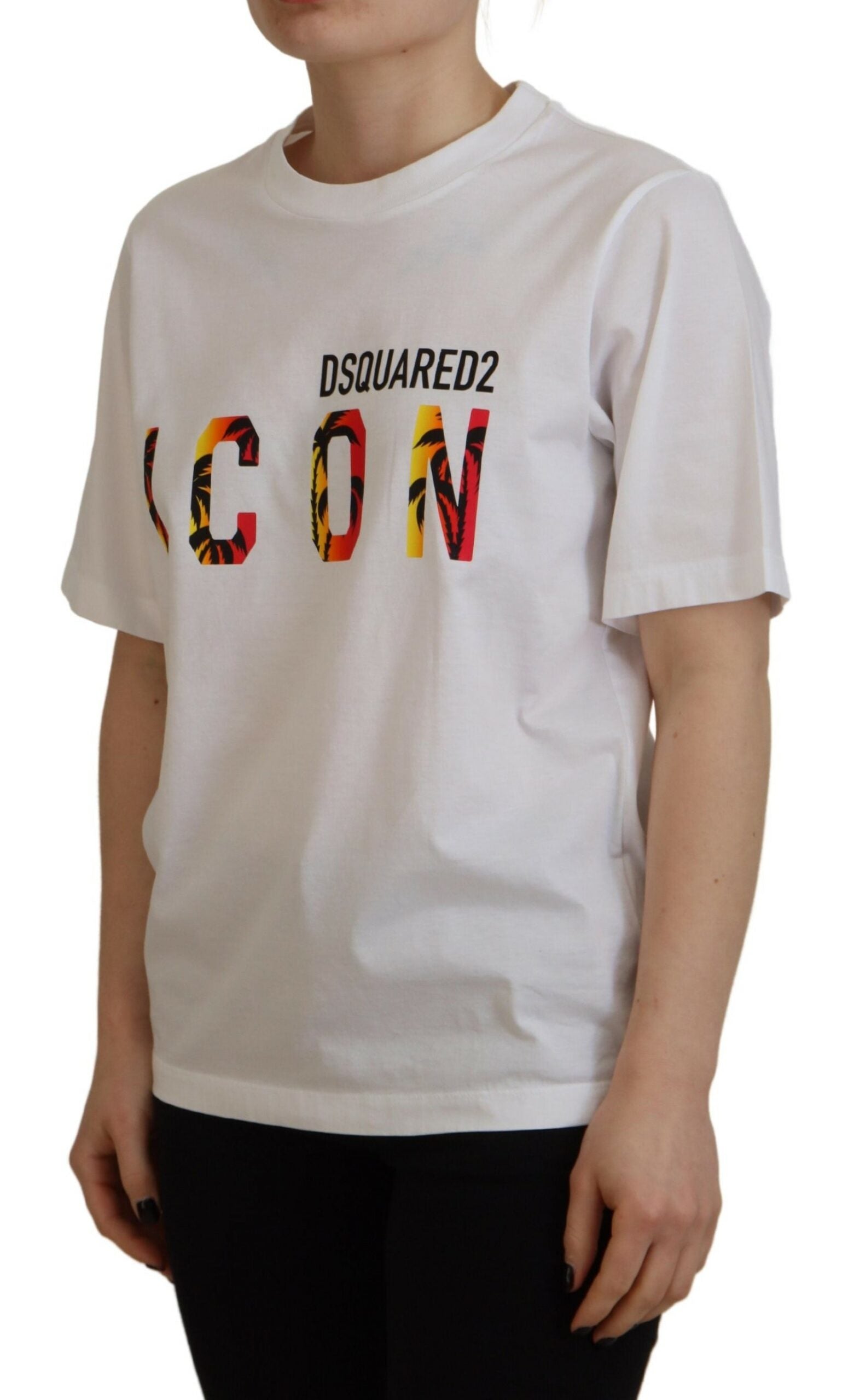 Dsquared² White Cotton Shiny Icon East Tee Crewneck T-shirt by Dsquared²