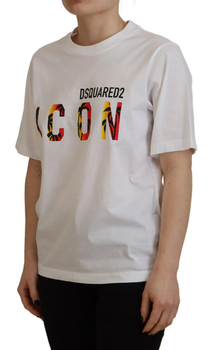 Dsquared² White Cotton Shiny Icon East Tee Crewneck T-shirt by Dsquared²