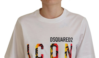 Dsquared² White Cotton Shiny Icon East Tee Crewneck T-shirt by Dsquared²