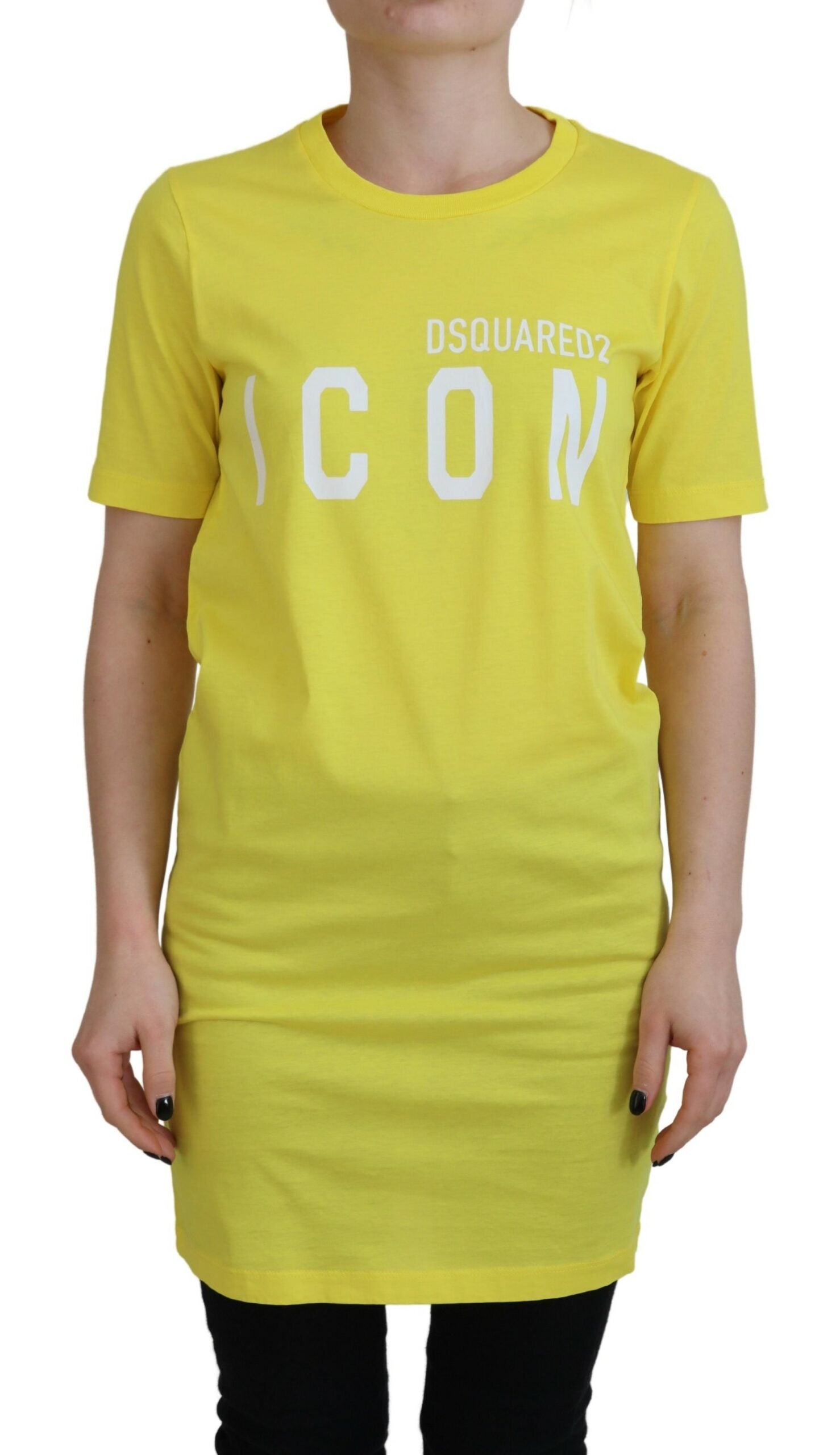 Dsquared² Yellow CottonShiny Icon Renny Dress Crewneck T-shirt by Dsquared²