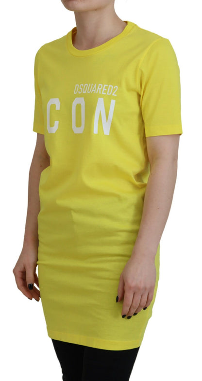 Dsquared² Yellow CottonShiny Icon Renny Dress Crewneck T-shirt by Dsquared²
