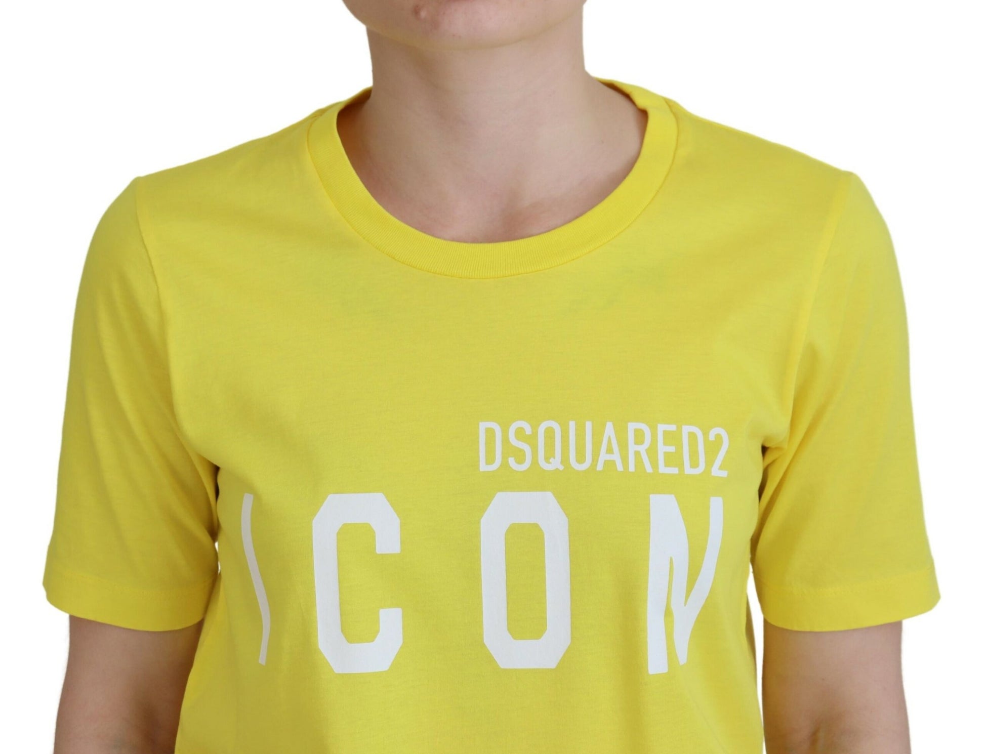 Dsquared² Yellow CottonShiny Icon Renny Dress Crewneck T-shirt by Dsquared²