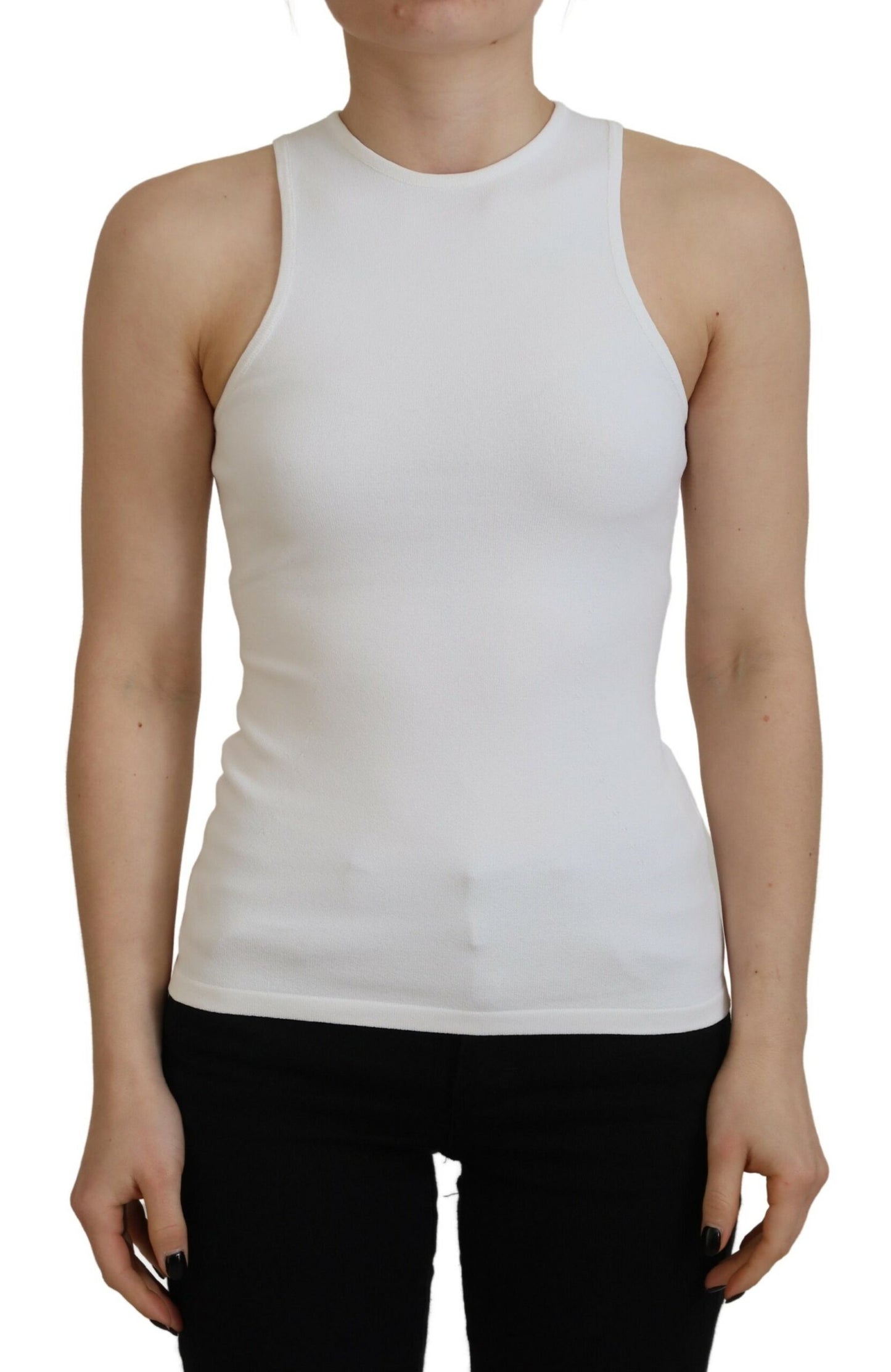 Dsquared² White Viscose Sleeveless Round Neck Tank T-shirt by Dsquared²