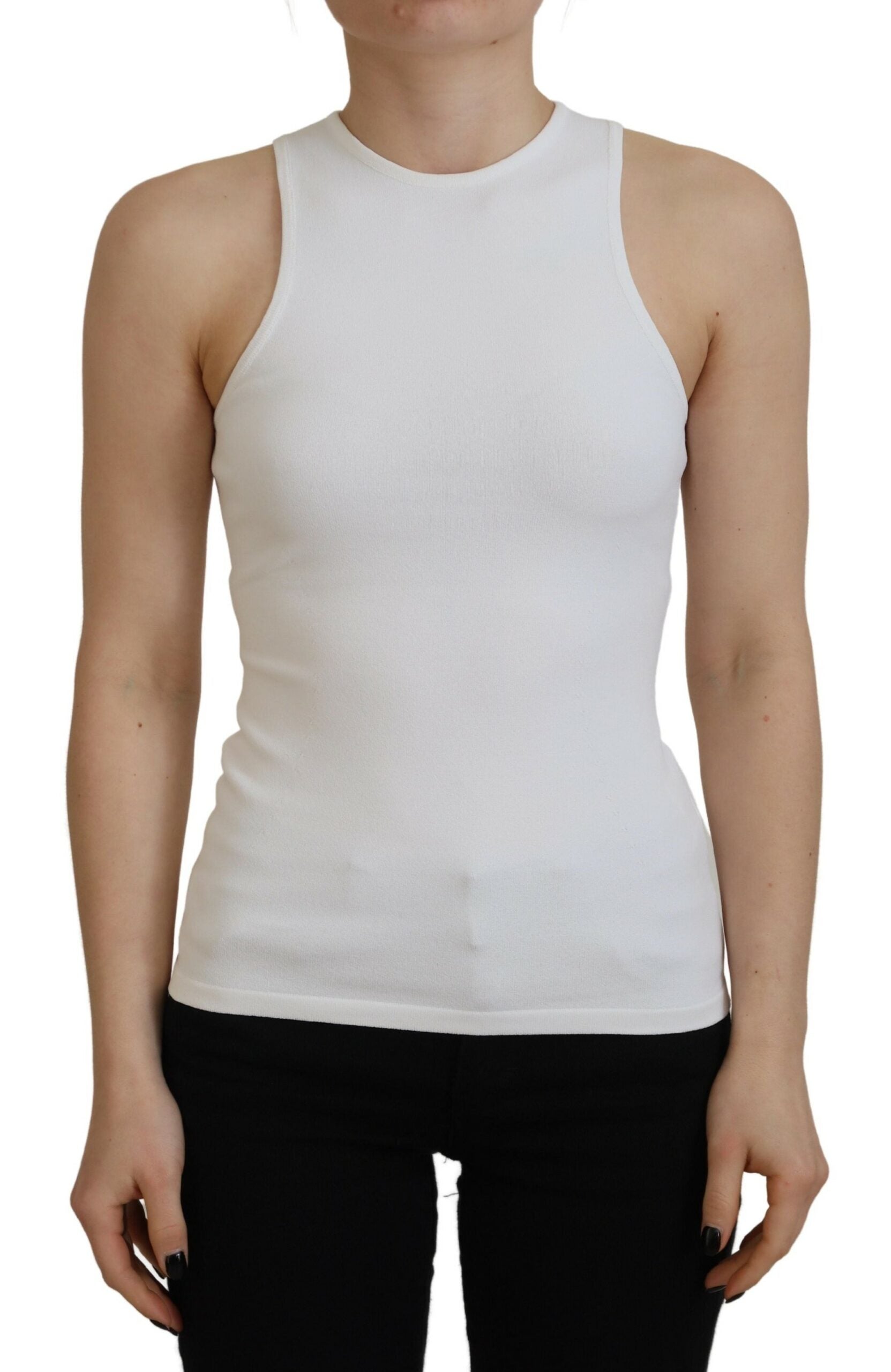 Dsquared² White Viscose Sleeveless Round Neck Tank T-shirt by Dsquared²