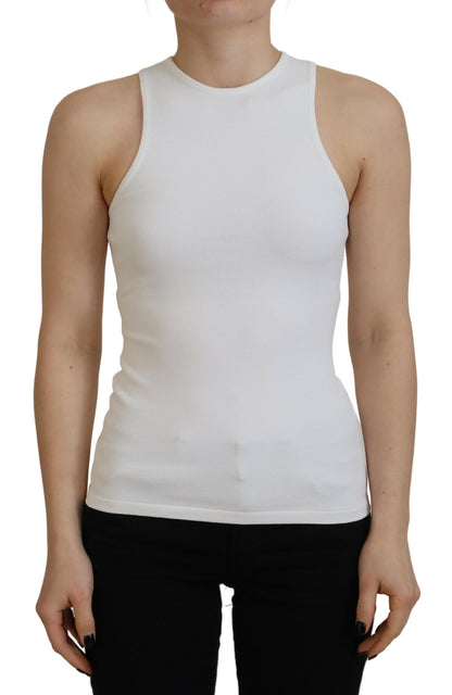 Dsquared² White Viscose Sleeveless Round Neck Tank T-shirt by Dsquared²