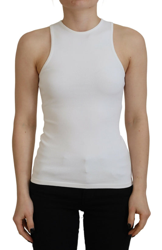 Dsquared² White Viscose Sleeveless Round Neck Tank T-shirt by Dsquared²