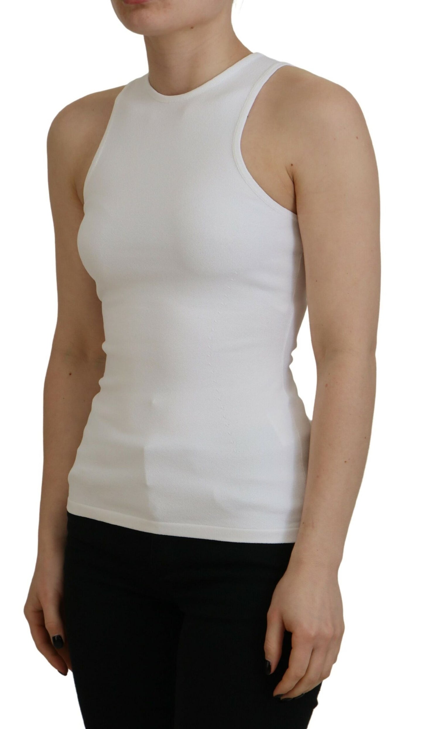 Dsquared² White Viscose Sleeveless Round Neck Tank T-shirt by Dsquared²