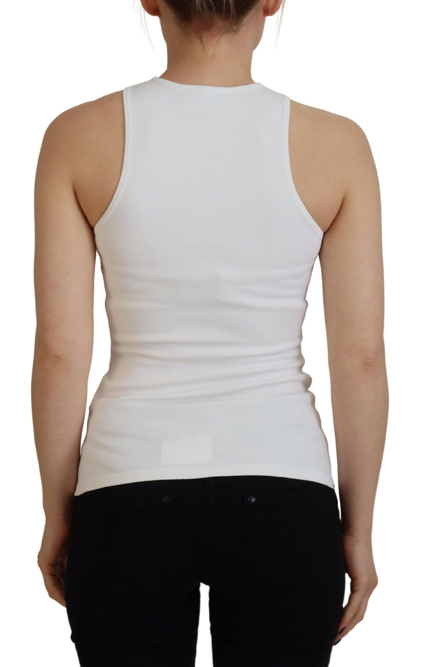 Dsquared² White Viscose Sleeveless Round Neck Tank T-shirt by Dsquared²