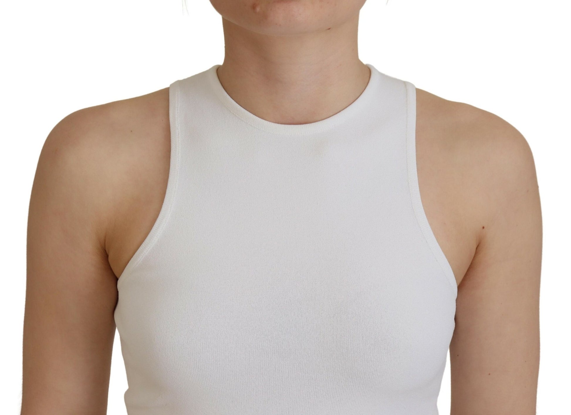 Dsquared² White Viscose Sleeveless Round Neck Tank T-shirt by Dsquared²