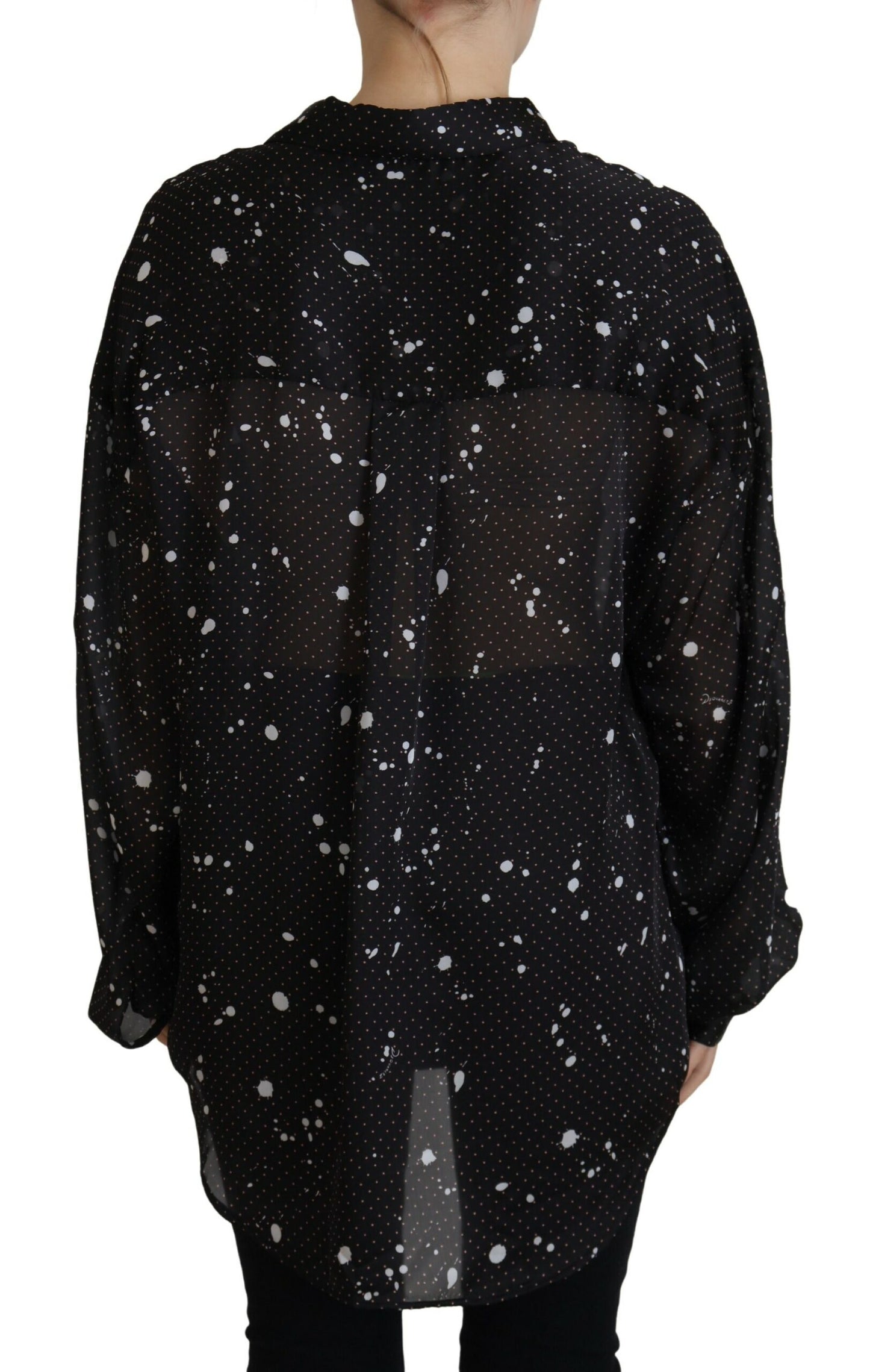 Dsquared² Black Polka Dots Collared Button Down Blouse Top by Dsquared²