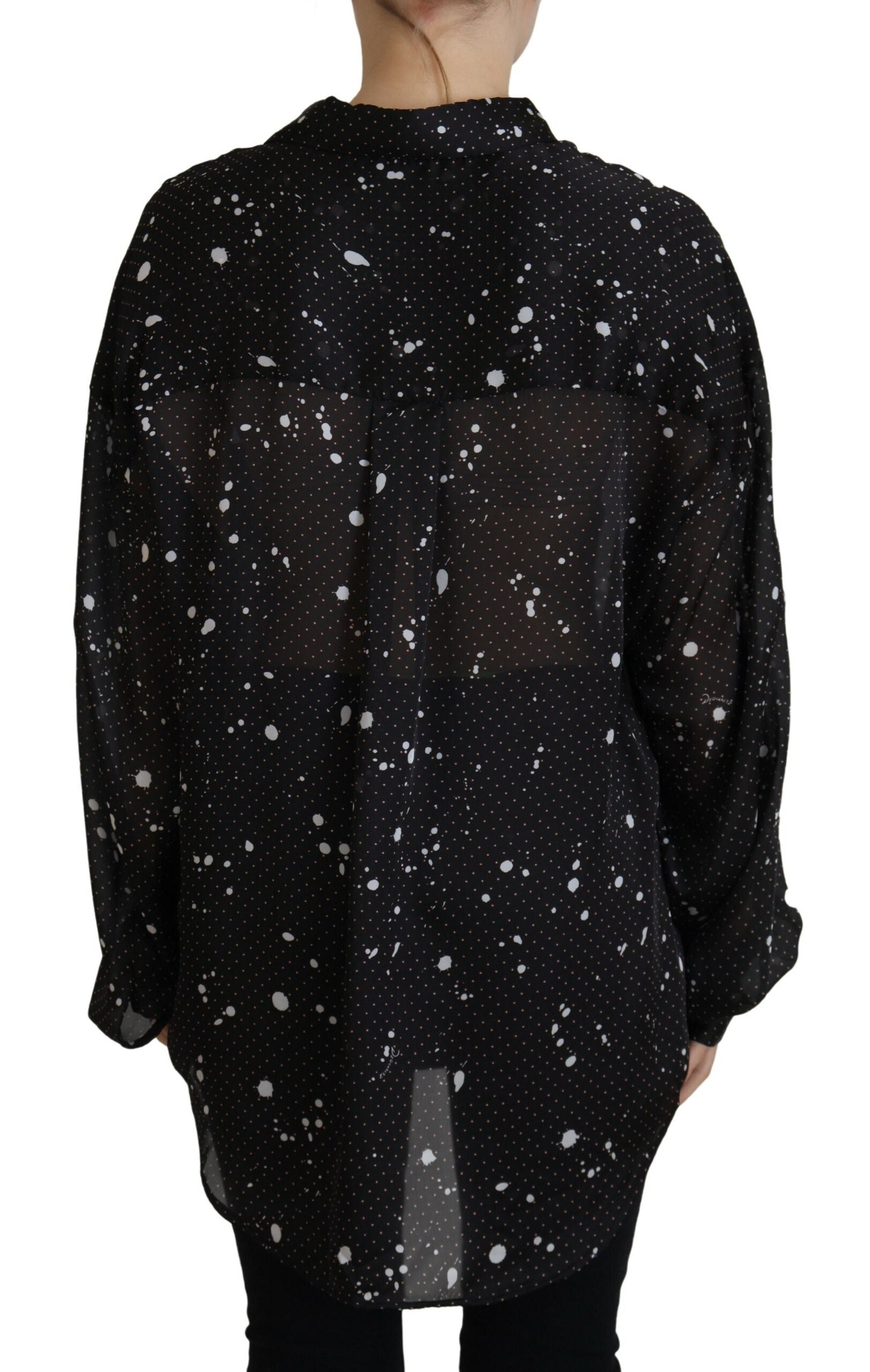 Dsquared² Black Polka Dots Collared Button Down Blouse Top by Dsquared²